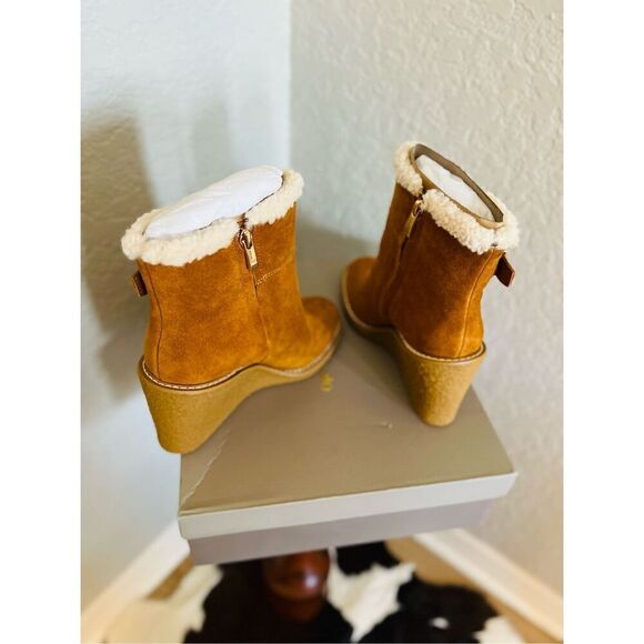 FRANCO SARTO Ulayna Water Resistant Suede Fleece Wedge Bootie, Brown, 10, NWT - Picture 11 of 16